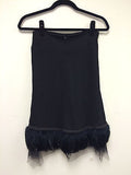 NEW ROZAE NICHOLS Skirt - Black with Feathers and Sequins at Hem - Size M