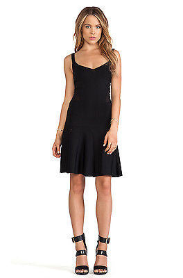 TORN BY RONNY KOBO Loriana Black Sheer Panels Drop Waist Dress