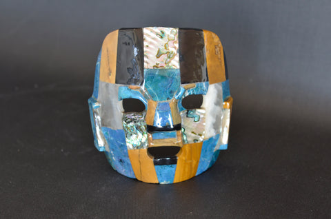 Multi-Stone Glazed Mask Sculpture