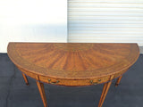 Neoclassical Style 20th Century Fruitwood & Satinwood Demilune Table