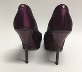 CESARE PACIOTTI Purple Satin Platform Stiletto Pumps with Purple Snakeskin Heels (New)