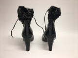JEROME ROUSSEAU Black Patent Leather High Heeled Boots with Lace-Up Backs (New)