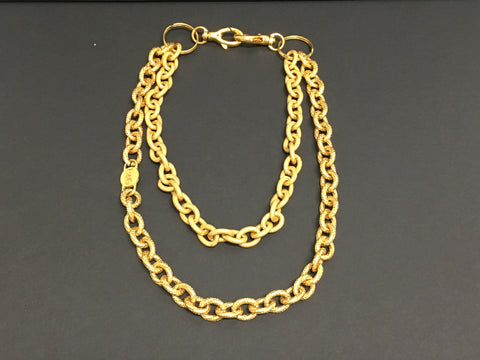 Costume Jewelry - Yellow Gold Double Chainlink Necklace