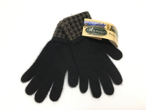 McDONALD Houndstooth Possum Merino Gloves (New)