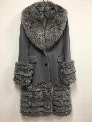 FLAVIO CASTELLANI Cashmere Coat with Fox Fur - Size 42