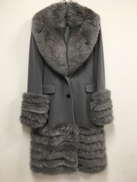 FLAVIO CASTELLANI Cashmere Coat with Fox Fur - Size 42 – Public