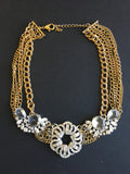 Costume Jewelry - ABS Crystal Gold and Silver Statement Necklace