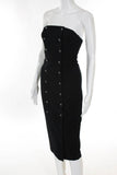 Intermix Black Strapless Button Detail Dress Size S