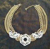 Costume Jewelry - ABS Crystal Gold and Silver Statement Necklace