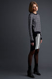 LOVE ZOOEY Long Sleeve Crew Neck Sweater with Geo Jacquard Knit - Medium
